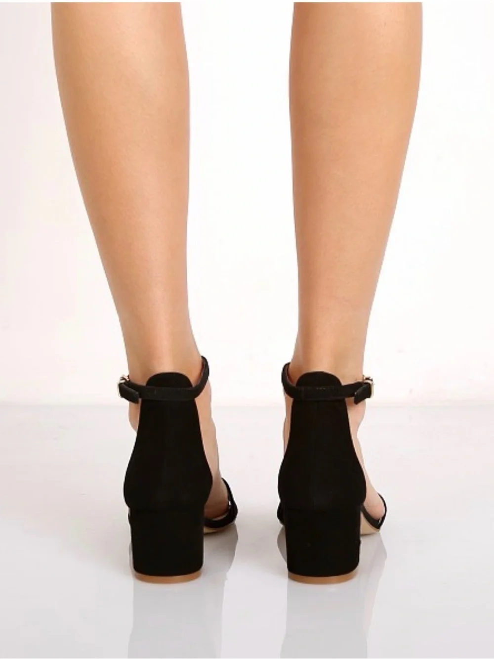 Free People Black Suede Ankle-Strap Block Heels